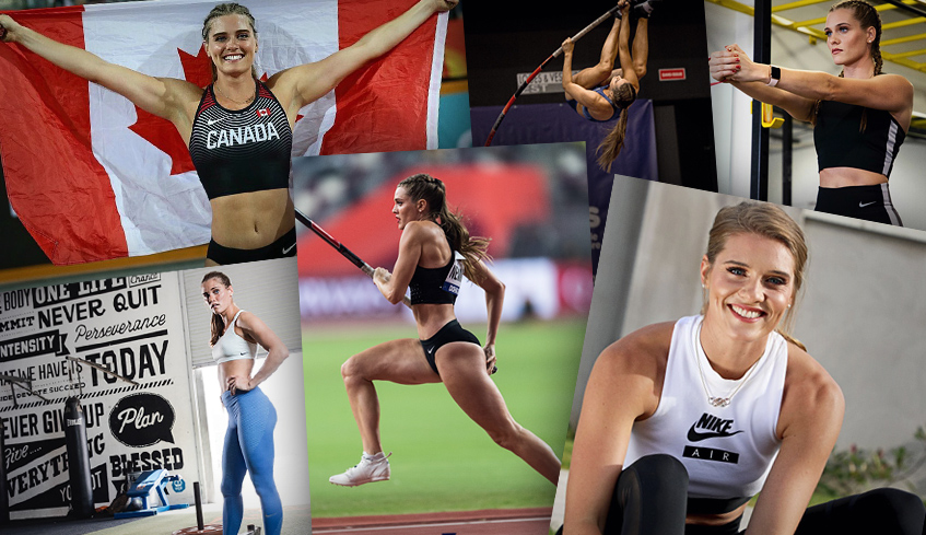 A montage of images of olympic athlete Alysha Newman training and competing